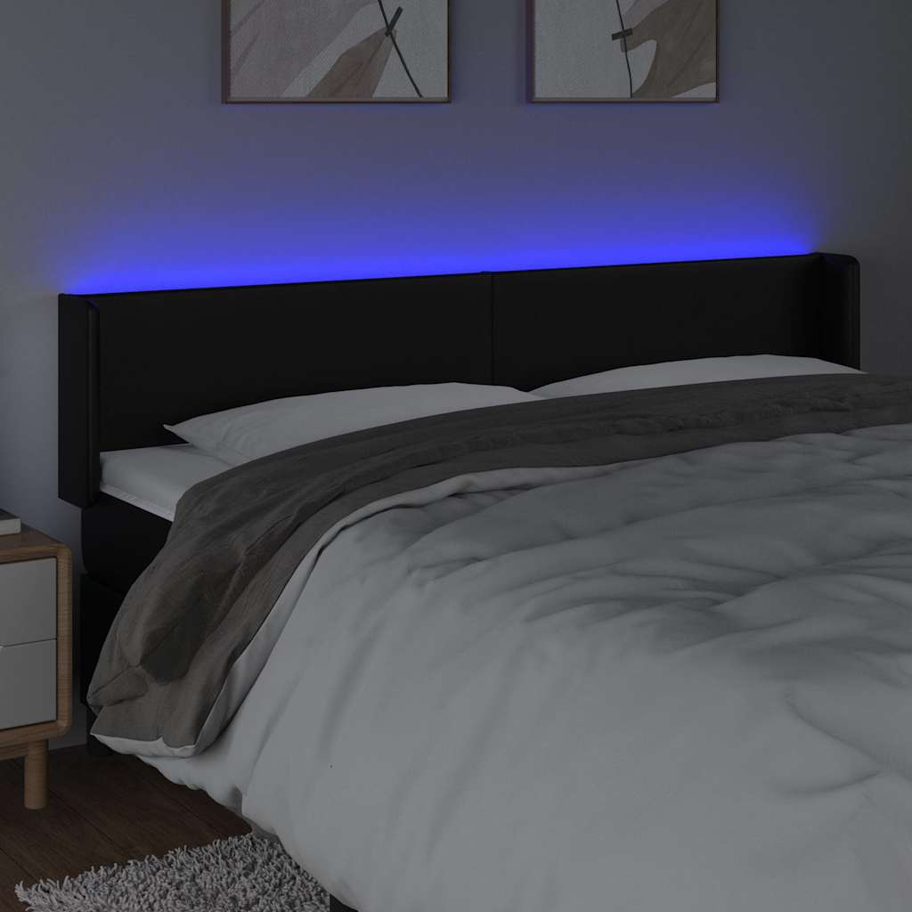Fekete műbőr LED-es fejtámla 163 x 16 x 78/88 cm 4
