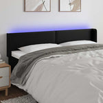 Fekete műbőr LED-es fejtámla 163 x 16 x 78/88 cm