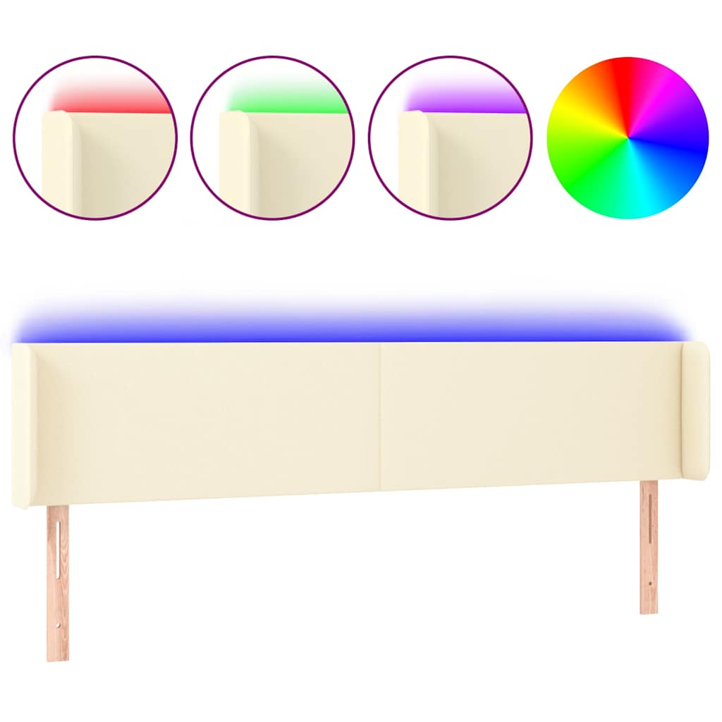 Krémszínű műbőr LED-es fejtámla 163 x 16 x 78/88 cm 2