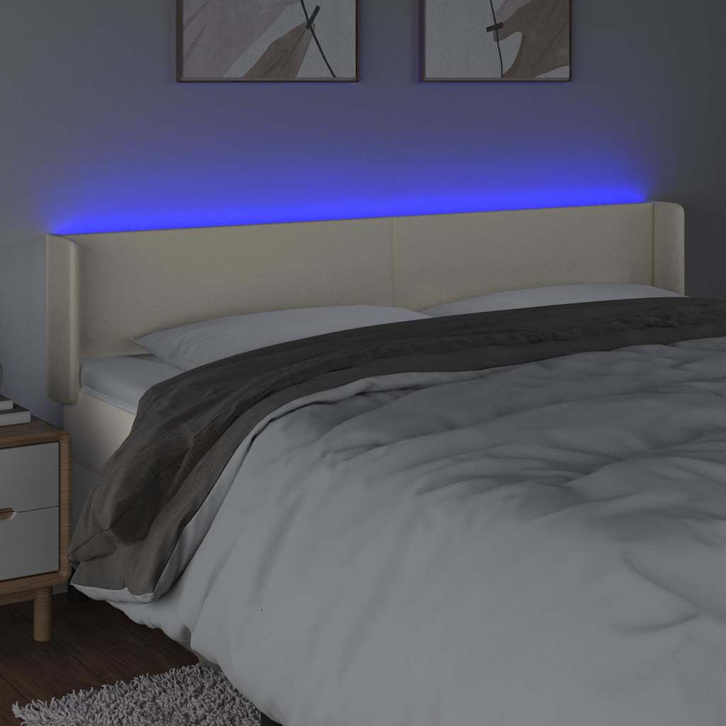 Krémszínű műbőr LED-es fejtámla 163 x 16 x 78/88 cm 4