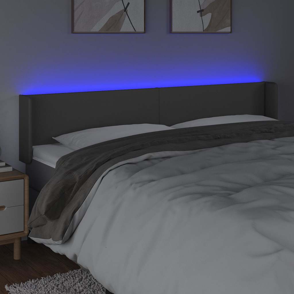 Szürke műbőr LED-es fejtámla 163x16x78/88 cm 4