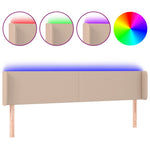 Cappuccino színű műbőr LED-es fejtámla 183x16x78/88 cm 2