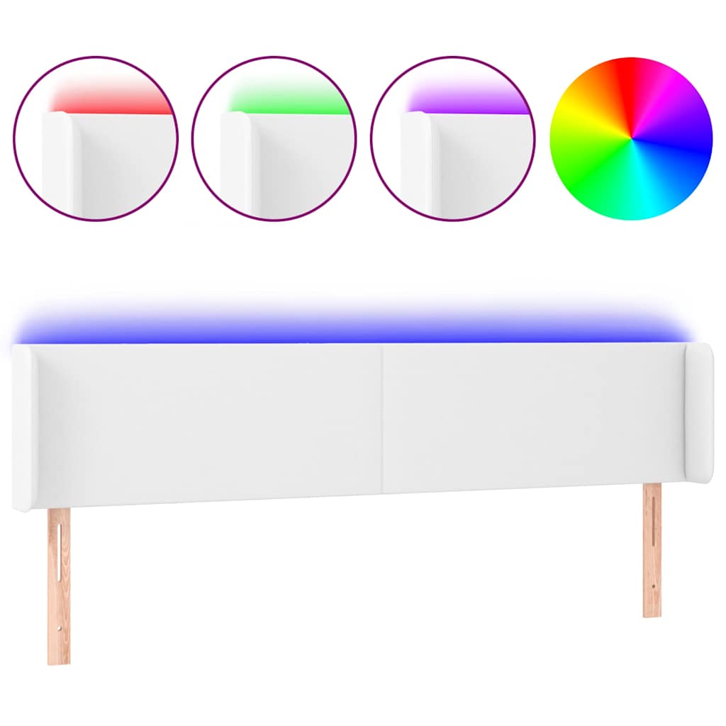 Fehér műbőr LED-es fejtámla 203x16x78/88 cm 2