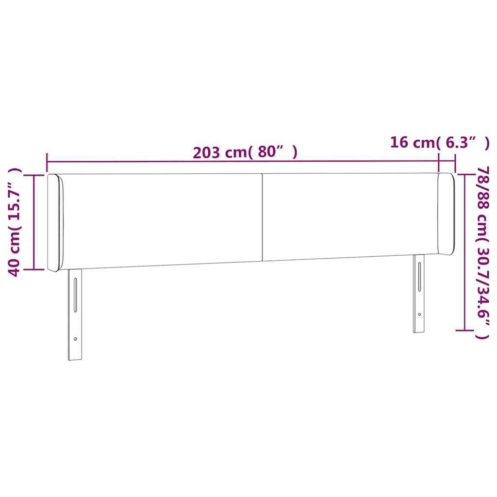 Fehér műbőr LED-es fejtámla 203x16x78/88 cm 6