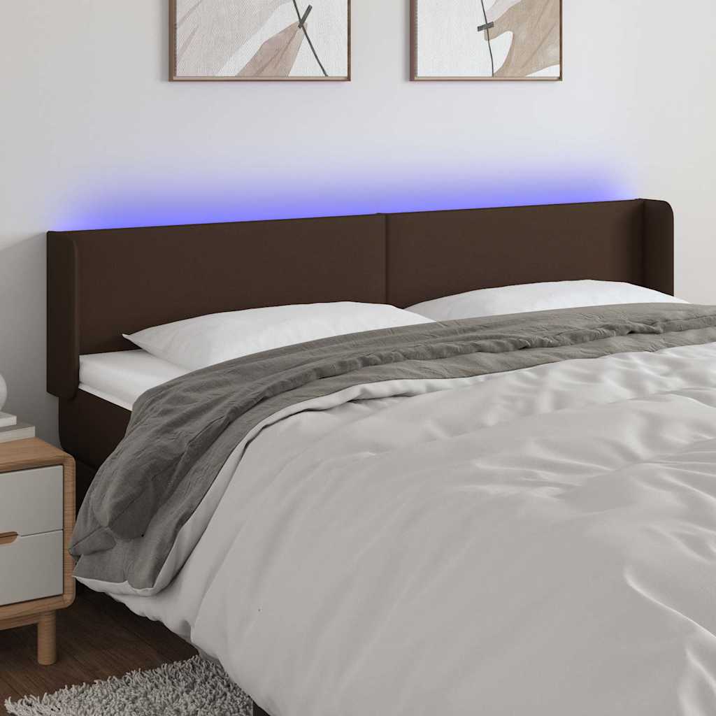 Barna műbőr LED-es fejtámla 203x16x78/88 cm