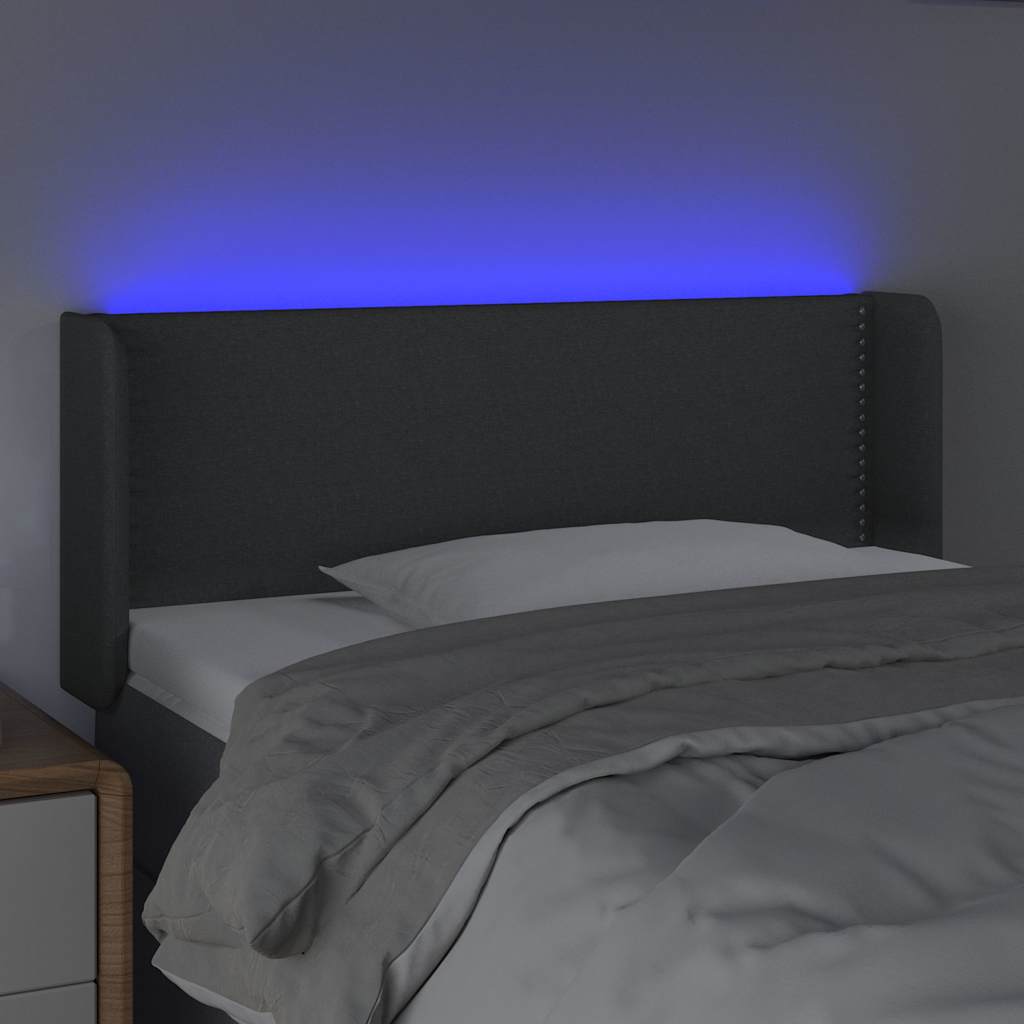 Sötétszürke szövet LED-es fejtámla 83 x 16 x 78/88 cm 4