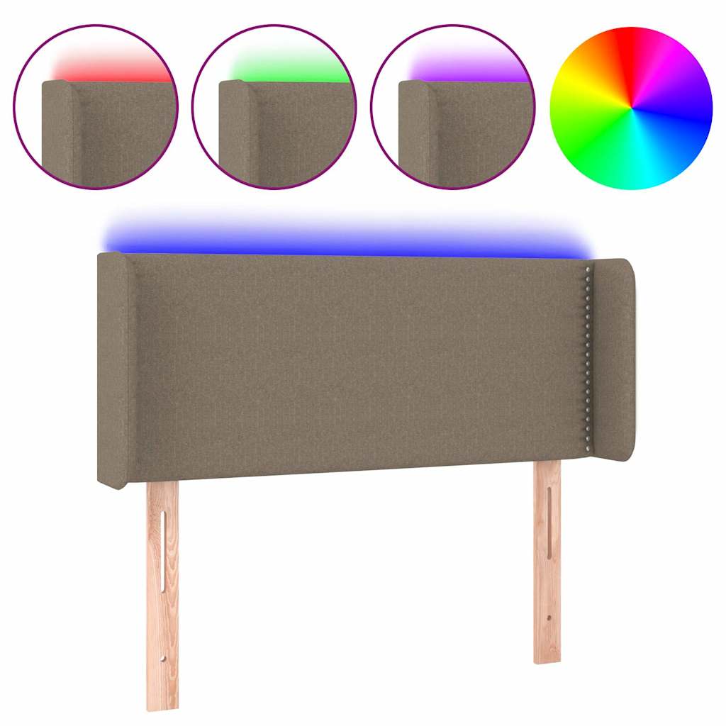 Tópszínű szövet LED-es fejtámla 93 x 16 x 78/88 cm 2