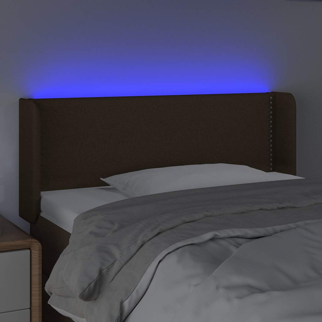 Sötétbarna szövet LED-es fejtámla 103 x 16 x 78/88 cm 4