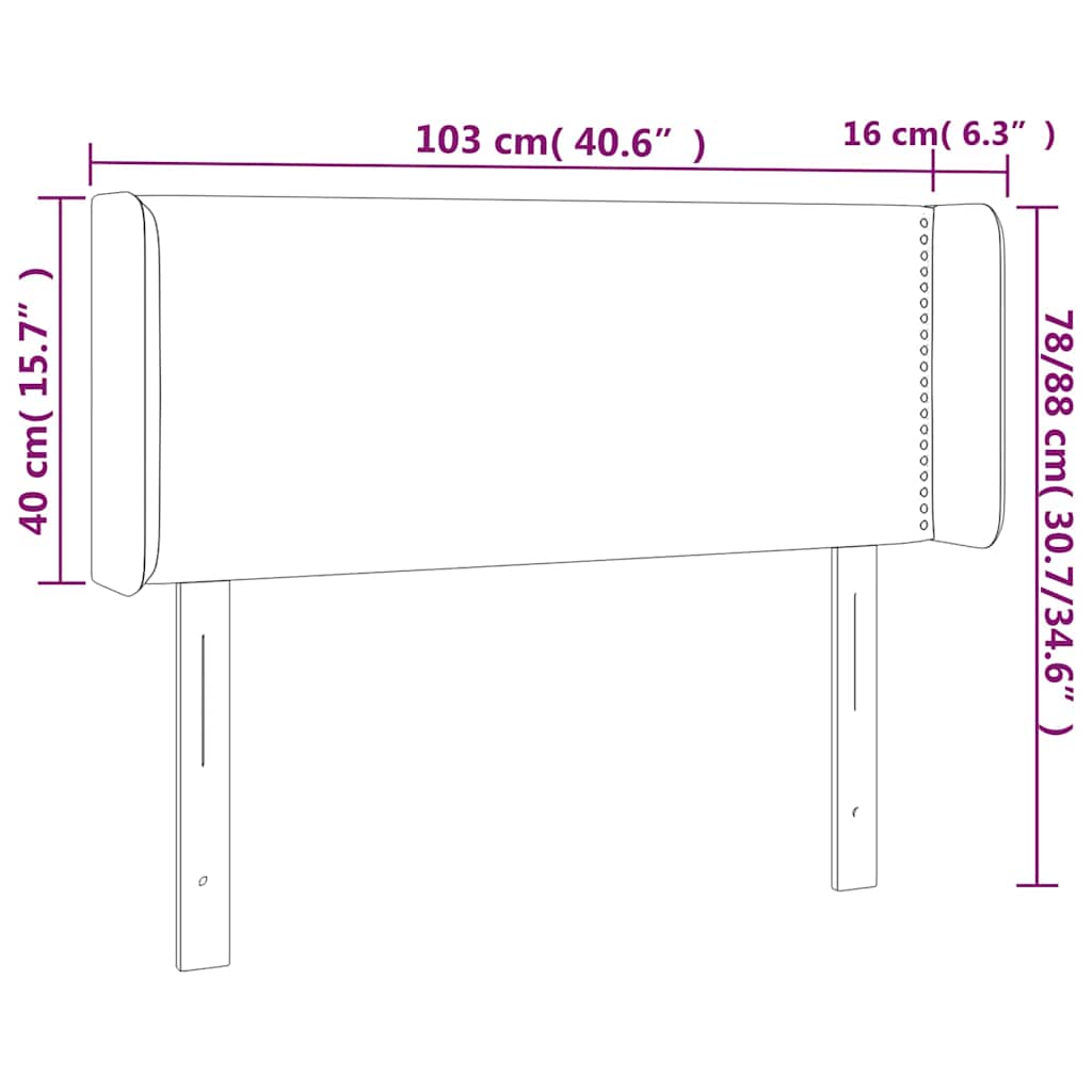 Sötétbarna szövet LED-es fejtámla 103 x 16 x 78/88 cm 6