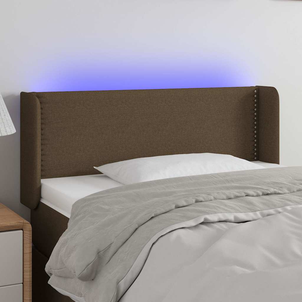 Sötétbarna szövet LED-es fejtámla 103 x 16 x 78/88 cm