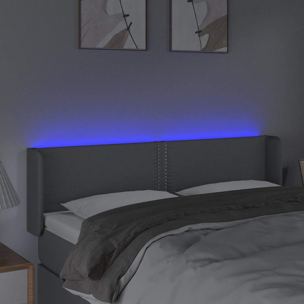 Világosszürke szövet LED-es fejtámla 147 x 16 x 78/88 cm 4