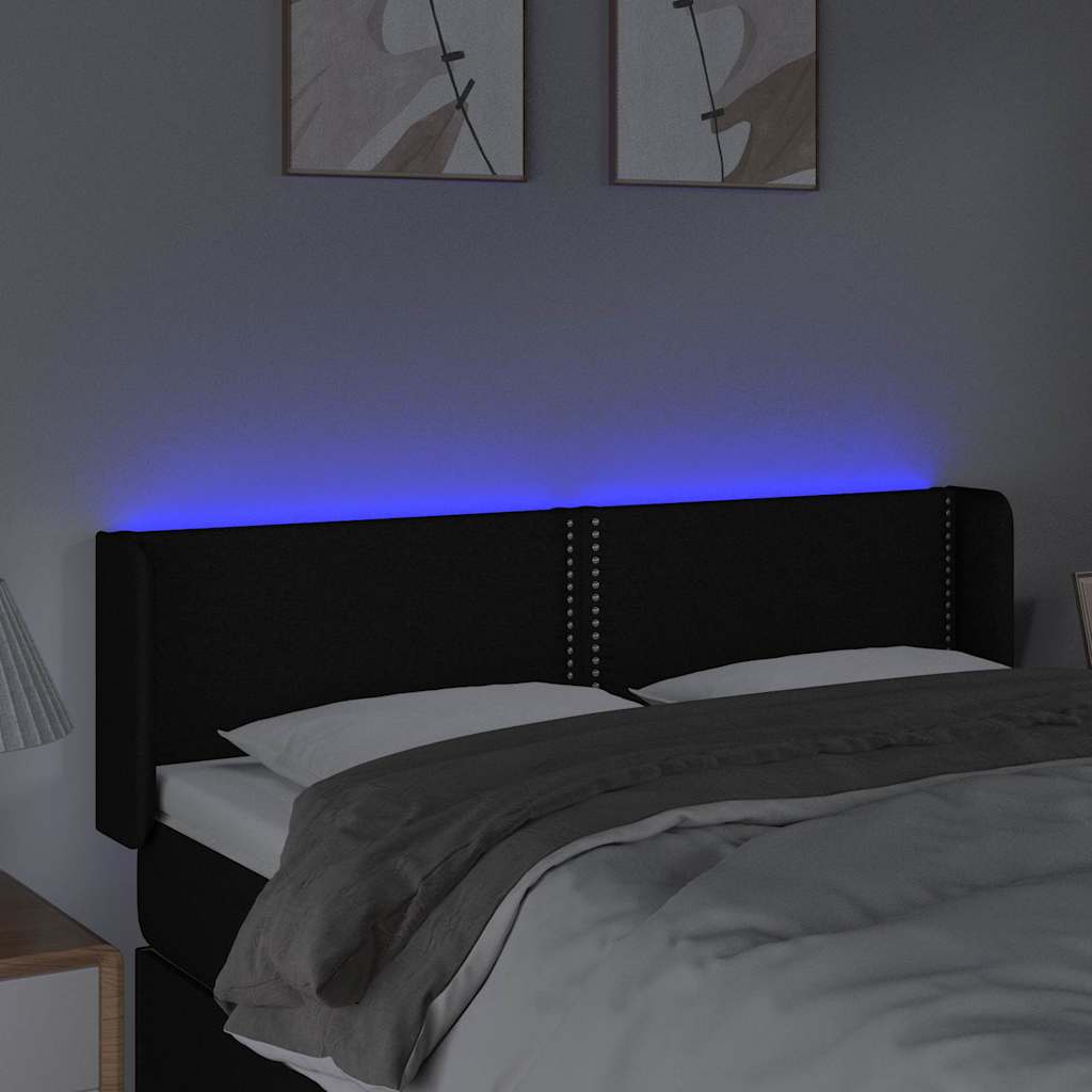 Fekete szövet LED-es fejtámla 147 x 16 x 78/88 cm 4