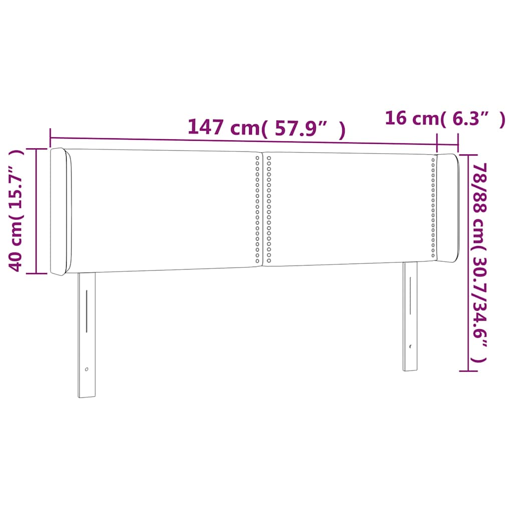 Fekete szövet LED-es fejtámla 147 x 16 x 78/88 cm 6