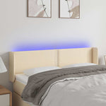 Krémszínű szövet LED-es fejtámla 147 x 16 x 78/88 cm