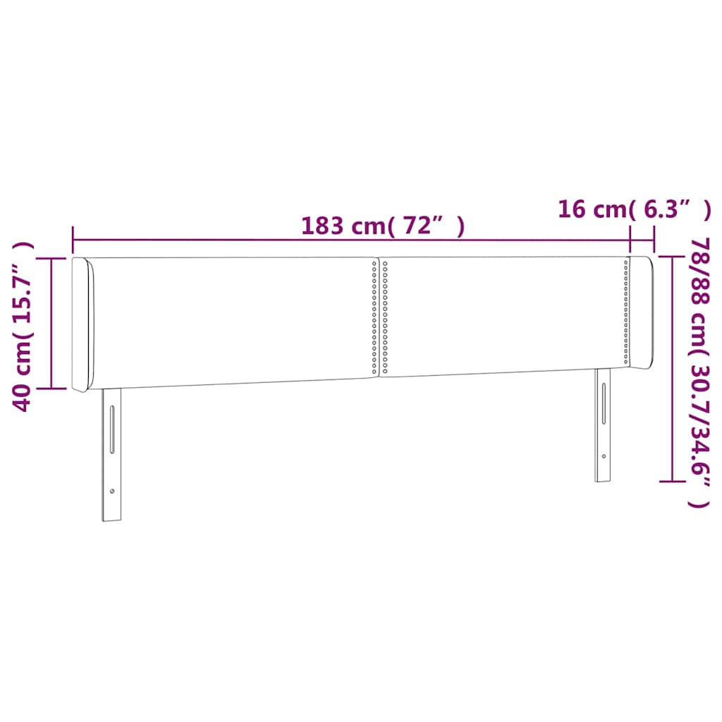 Sötétszürke szövet LED-es fejtámla 183 x 16 x 78/88 cm 6