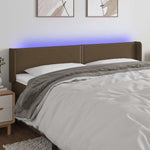 Sötétbarna szövet LED-es fejtámla 183 x 16 x 78/88 cm