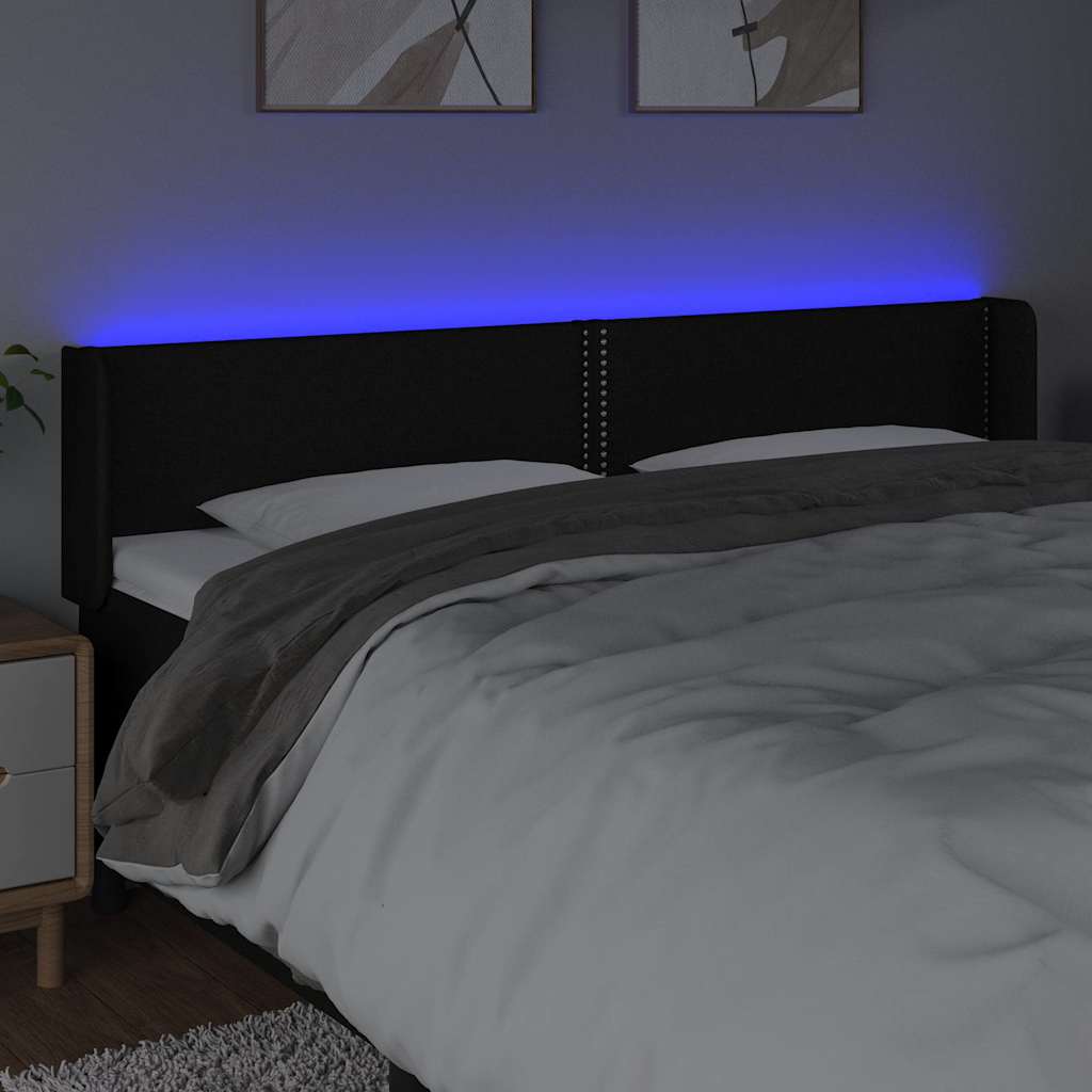 Fekete szövet LED-es fejtámla 203 x 16 x 78/88 cm 4