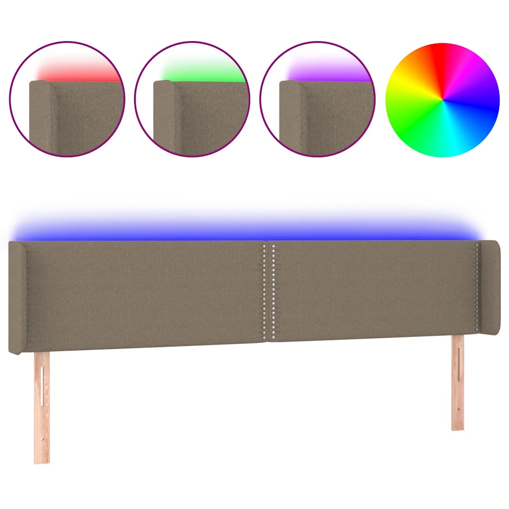 Tópszínű szövet LED-es fejtámla 203 x 16 x 78/88 cm 2