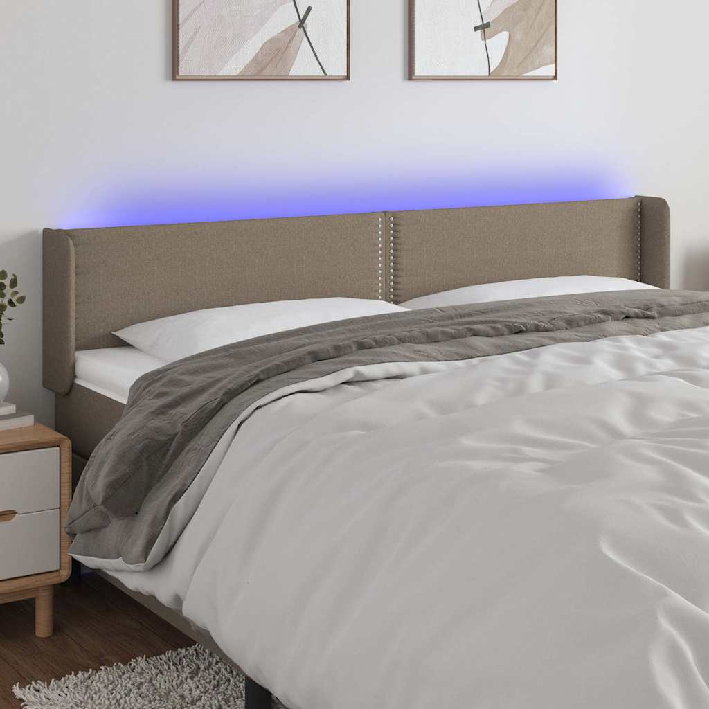 Tópszínű szövet LED-es fejtámla 203 x 16 x 78/88 cm