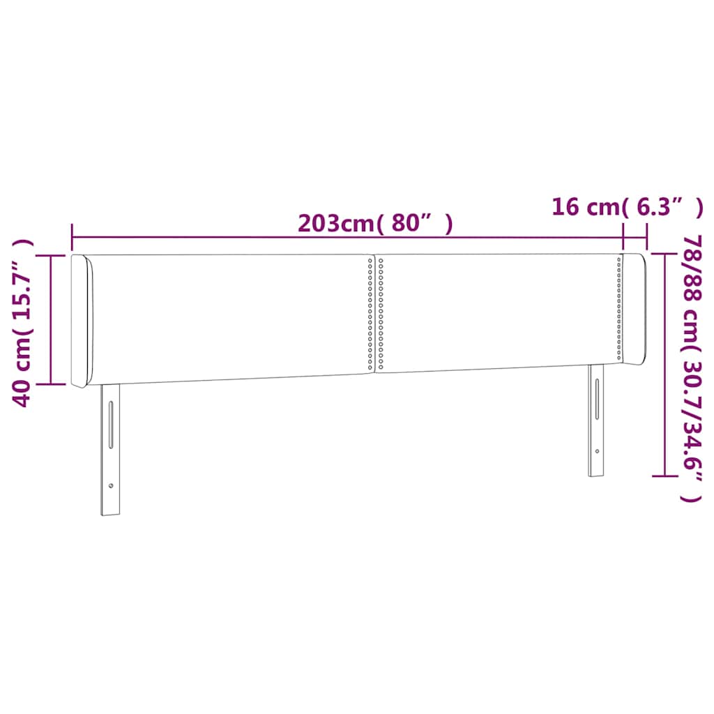 Krémszínű szövet LED-es fejtámla 203 x 16 x 78/88 cm 6