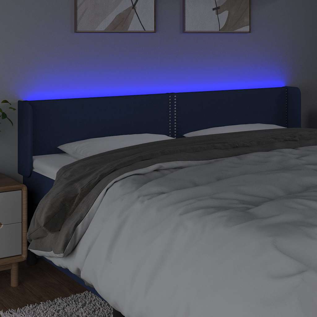 Kék szövet LED-es fejtámla 203 x 16 x 78/88 cm 4