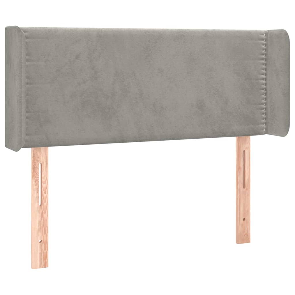 Világosszürke bársony LED-es fejtámla 83 x 16 x 78/88 cm 3