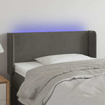 Sötétszürke bársony LED-es fejtámla 103 x 16 x 78/88 cm