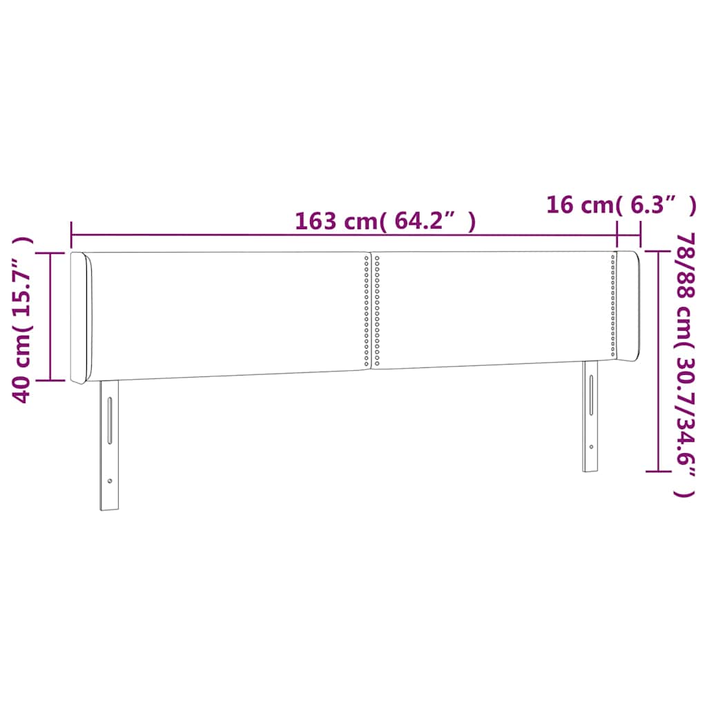 Sötétszürke bársony LED-es fejtámla 163 x 16 x 78/88 cm 6