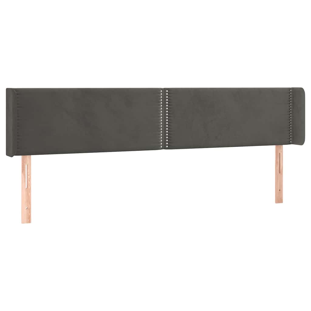 Sötétszürke bársony LED-es fejtámla 183 x 16 x 78/88 cm 3