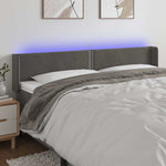 Sötétszürke bársony LED-es fejtámla 183 x 16 x 78/88 cm
