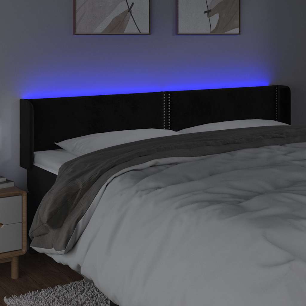 Fekete bársony LED-es fejtámla 203 x 16 x 78/88 cm 4
