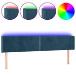 Sötétkék bársony LED-es fejtámla 203 x 16 x 78/88 cm 2