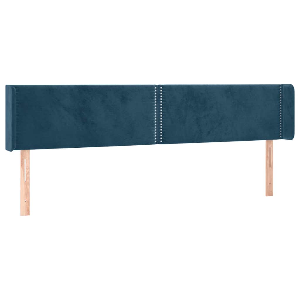 Sötétkék bársony LED-es fejtámla 203 x 16 x 78/88 cm 3