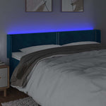 Sötétkék bársony LED-es fejtámla 203 x 16 x 78/88 cm 4
