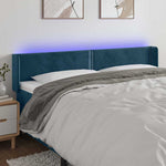 Sötétkék bársony LED-es fejtámla 203 x 16 x 78/88 cm