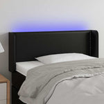 Fekete műbőr LED-es fejtámla 93 x 16 x 78/88 cm