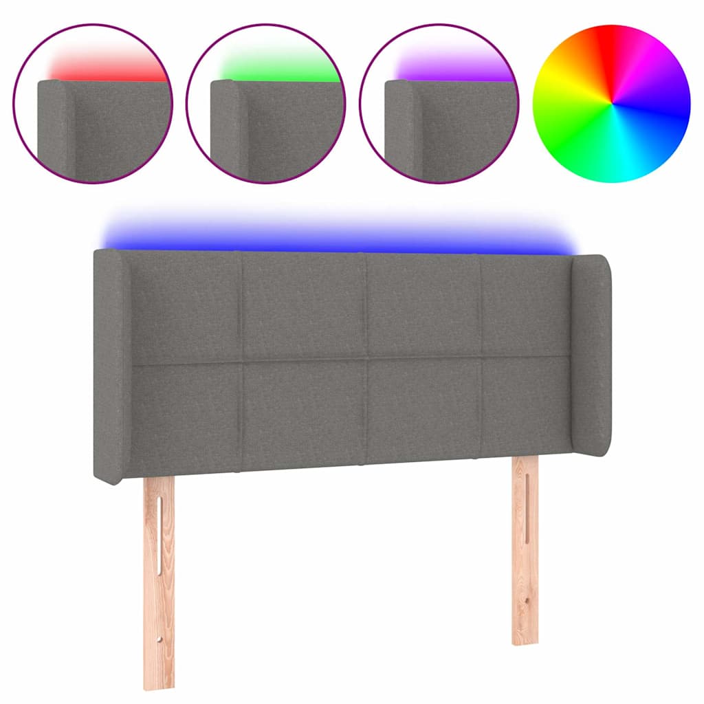 Sötétszürke szövet LED-es fejtámla 83 x 16 x 78/88 cm 2