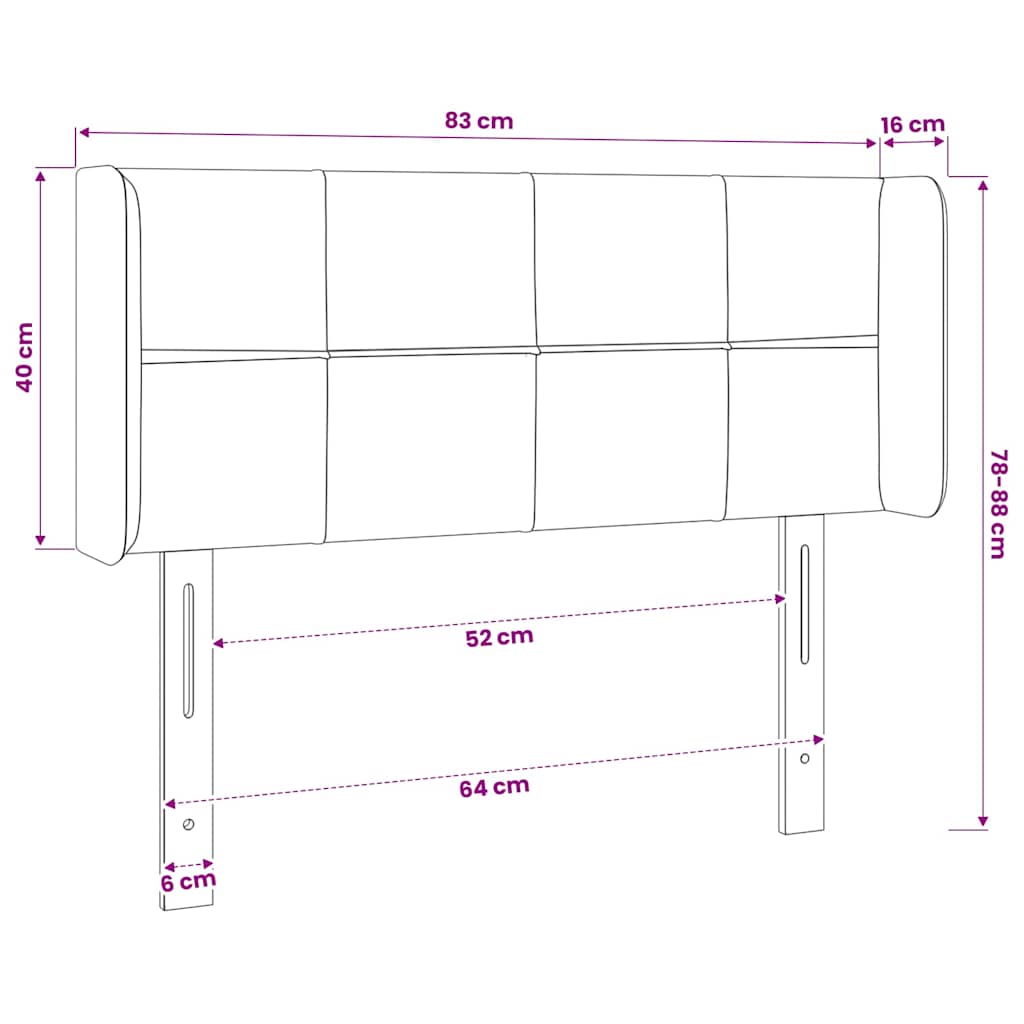 Sötétszürke szövet LED-es fejtámla 83 x 16 x 78/88 cm 6