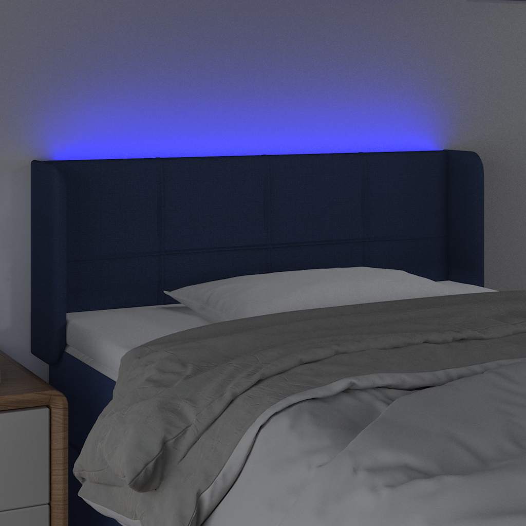 Kék szövet LED-es fejtámla 93 x 16 x 78/88 cm 4