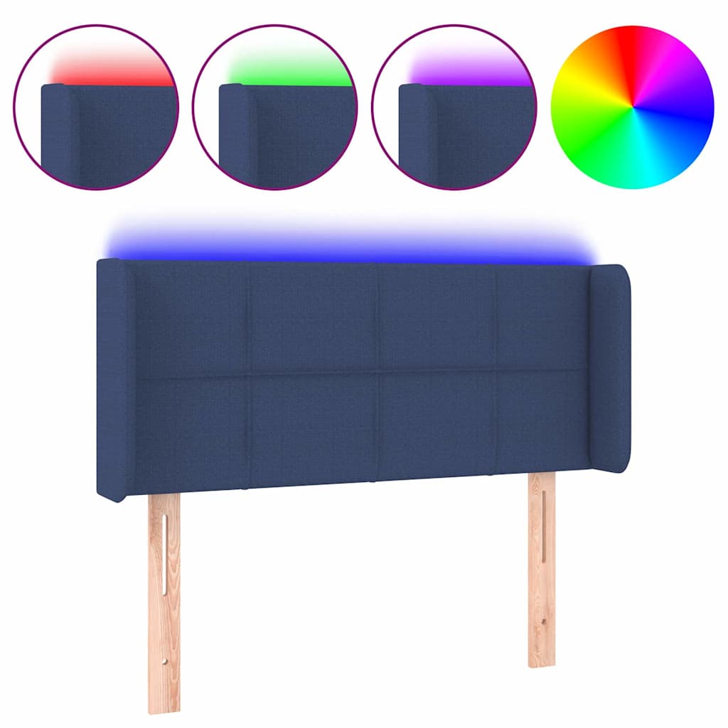 Kék szövet LED-es fejtámla 103 x 16 x 78/88 cm 2