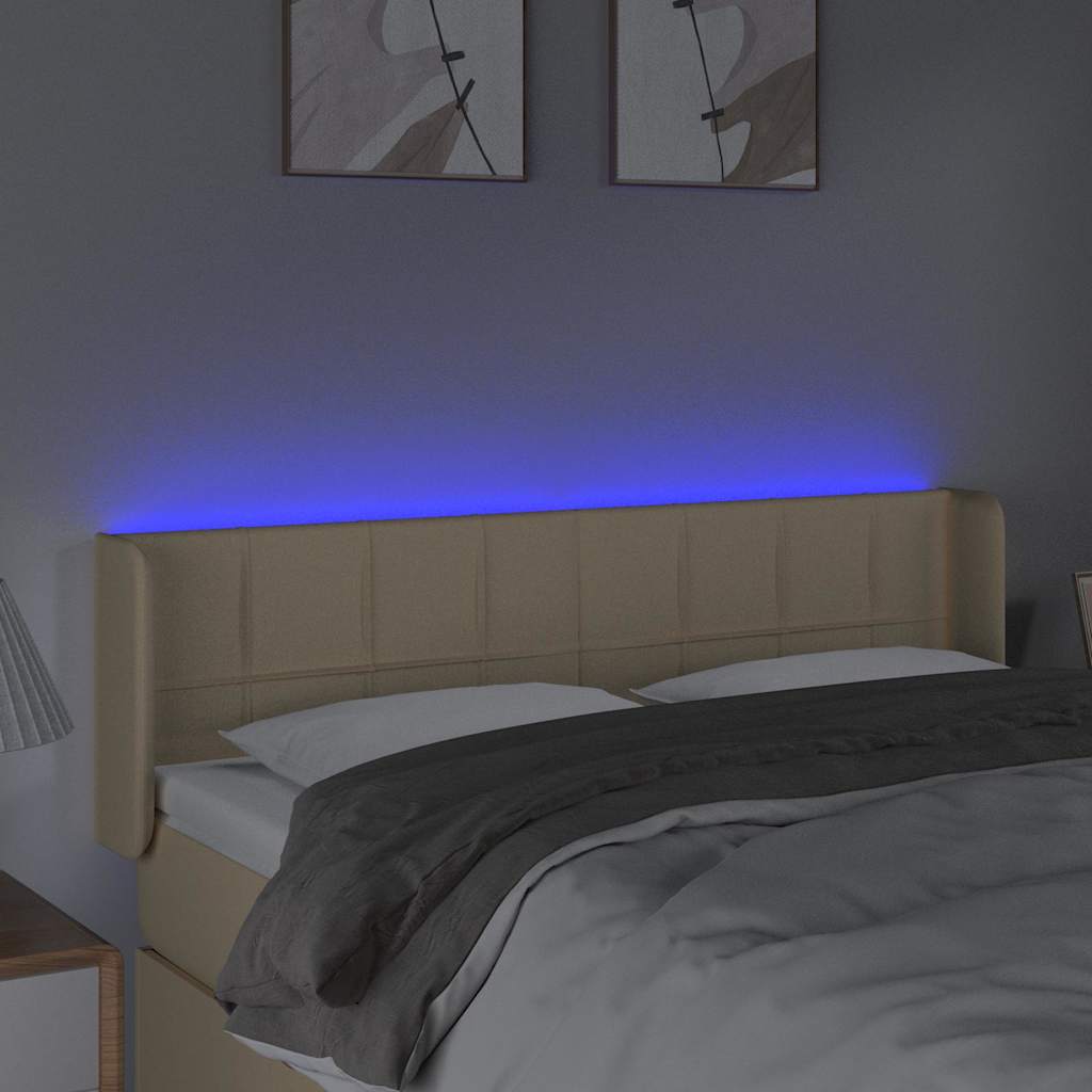 Krémszínű szövet LED-es fejtámla 147 x 16 x 78/88 cm 4