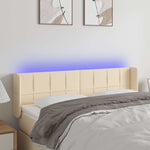 Krémszínű szövet LED-es fejtámla 147 x 16 x 78/88 cm