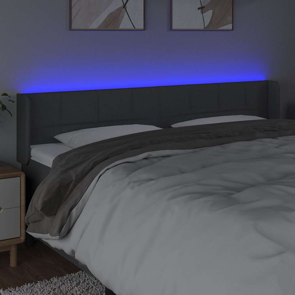 Sötétszürke szövet LED-es fejtámla 163 x 16 x 78/88 cm 4