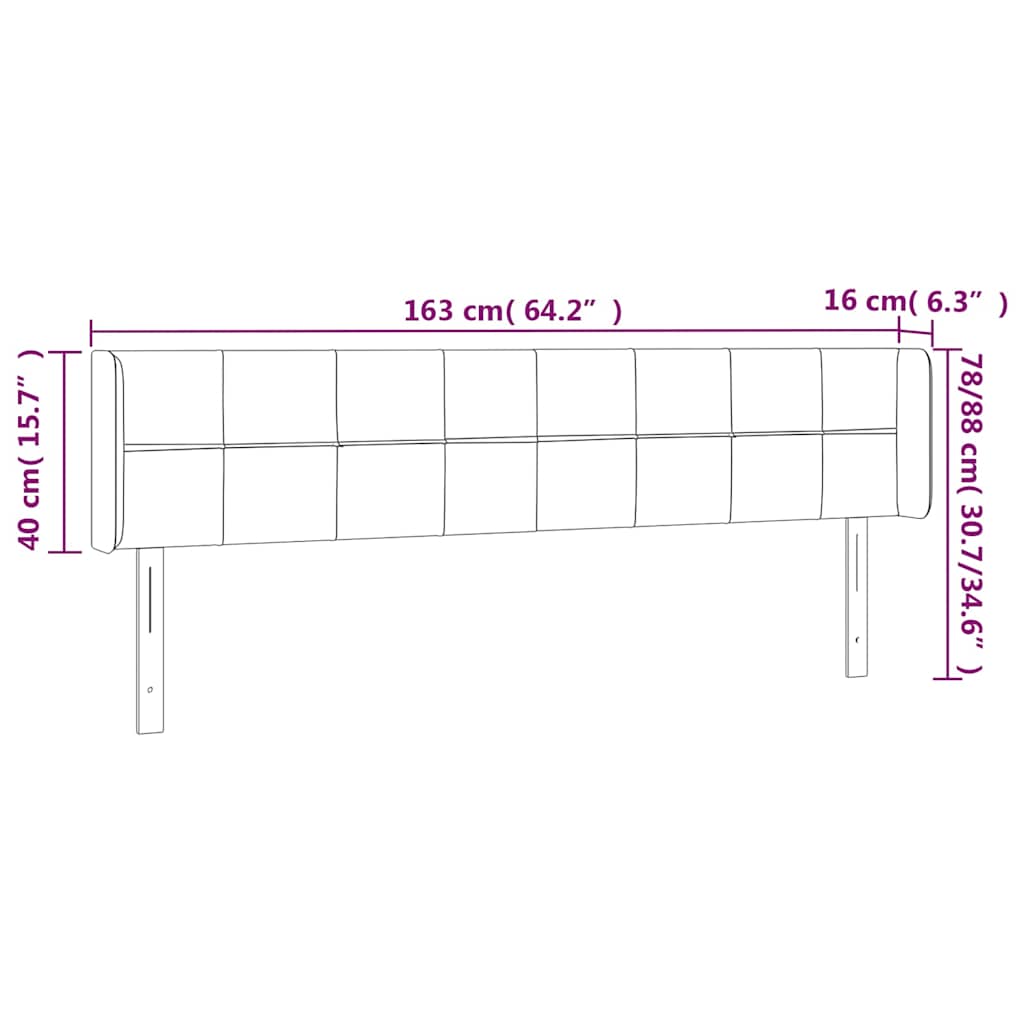 Sötétszürke szövet LED-es fejtámla 163 x 16 x 78/88 cm 6