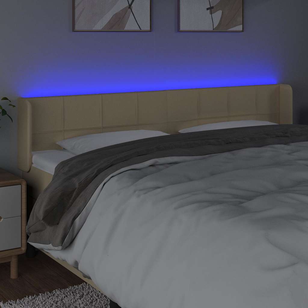 Krémszínű szövet LED-es fejtámla 163 x 16 x 78/88 cm 4