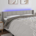 Világosszürke szövet LED-es fejtámla 203 x 16 x 78/88 cm