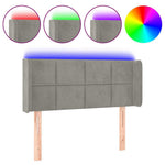 Világosszürke bársony LED-es fejtámla 93 x 16 x 78/88 cm 2