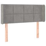 Világosszürke bársony LED-es fejtámla 93 x 16 x 78/88 cm 3