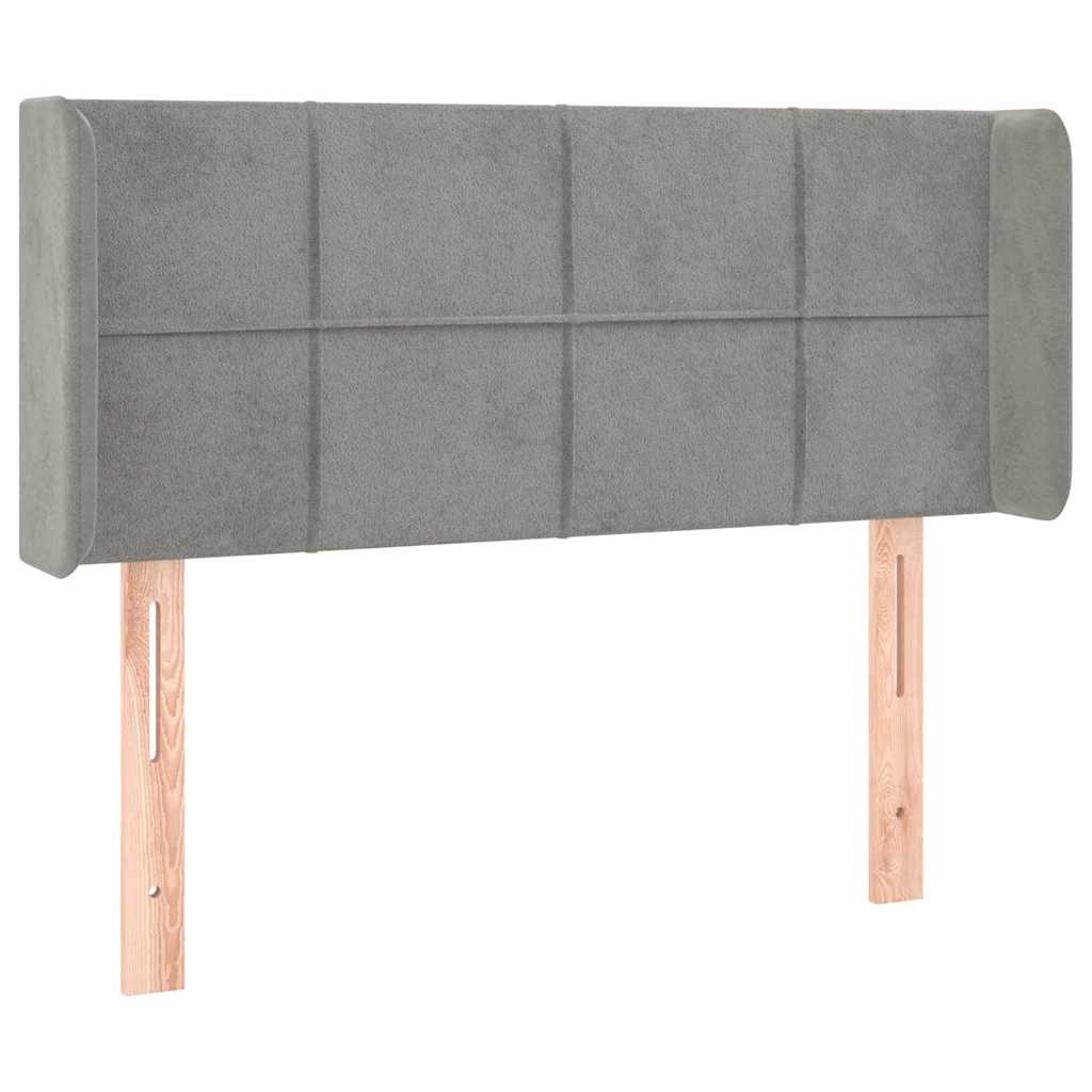 Világosszürke bársony LED-es fejtámla 93 x 16 x 78/88 cm 3