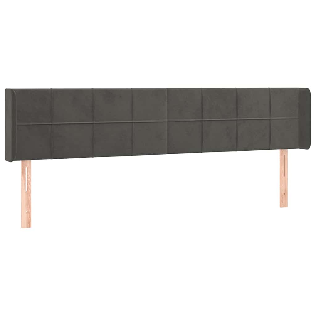 Sötétszürke bársony LED-es fejtámla 163 x 16 x 78/88 cm 3